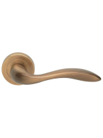 Ручка дверная Morelli Luxury LEON R2 OBR раздельная на круглой розетке, цвет кофе, латунь