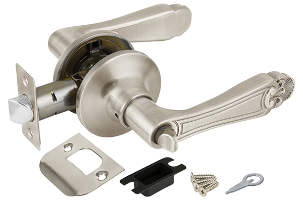 Ручка защелка (кноб) дверная нажимная с защелкой Punto 6037 SN-B (фик.) мат. никель