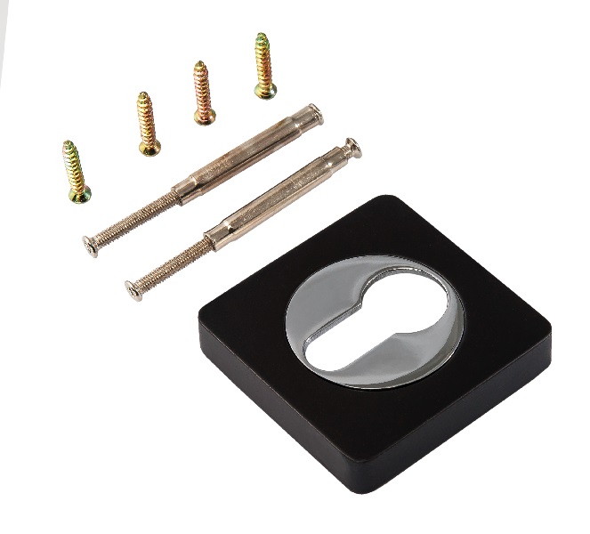 Накладка на цилиндр RENZ INET 02 MBN/CP мат.чёрн.ник./хр.бл. К