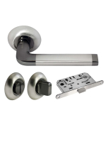 Комплект дверных ручек Morelli MH-03 SN/BN с заверткой MH-WC SN/BN+магнитный замок M1895 SN, цвет матовый никель
