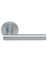 Ручка дверная Morelli Luxury CALLA R2 CSA раздельная на круглой розетке, цвет матовый хром, латунь