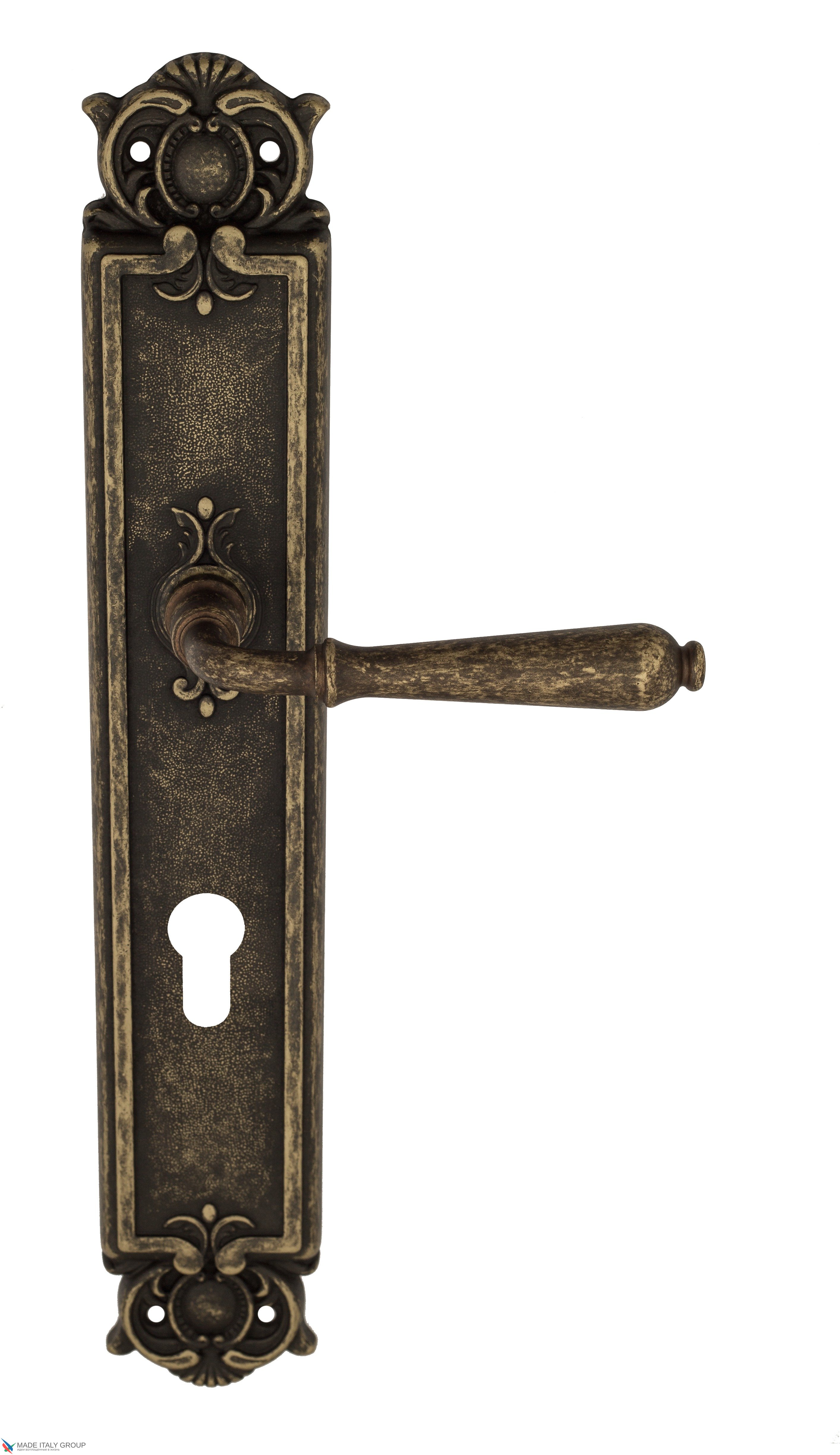 Дверная ручка Venezia "CLASSIC" CYL на планке PL97 античная бронза