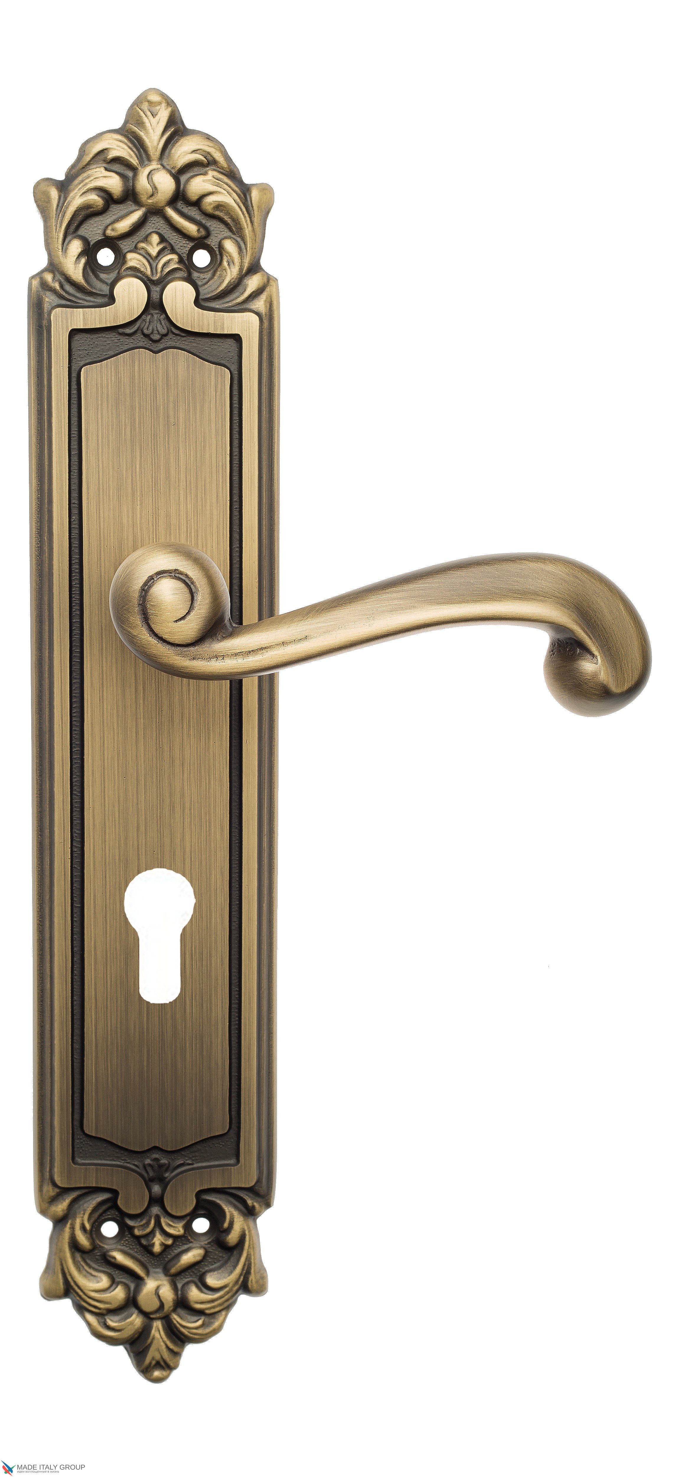 Дверная ручка Venezia "CARNEVALE" CYL на планке PL96 матовая бронза