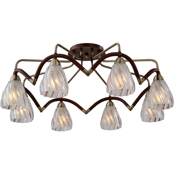 Люстра потолочная N-Light 407-08-53ABW antique brass + walnut