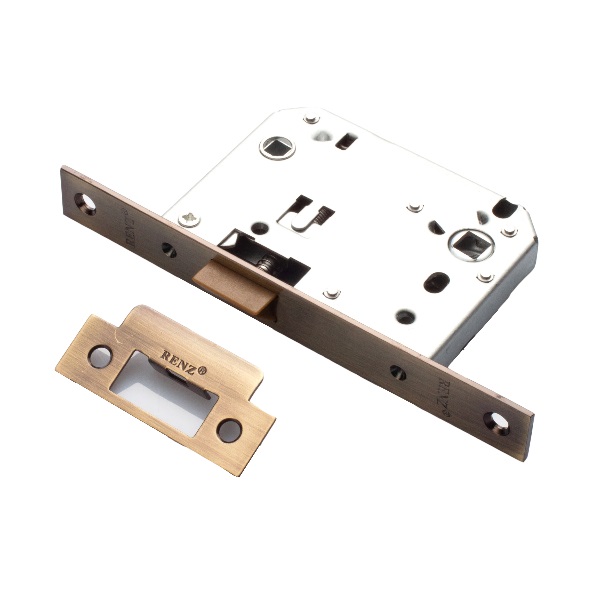 Замок дверной межкомнатный сантехнический RENZ INLB 2070 plastic АВ пласт. яз. бронза ант