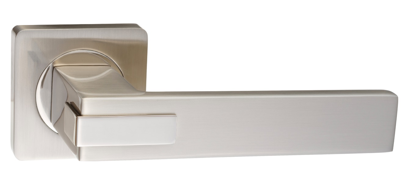 Ручка дверная RENZ INDH 301-02 SN/NP "Катания", ник.мат./ник.бл.КВ