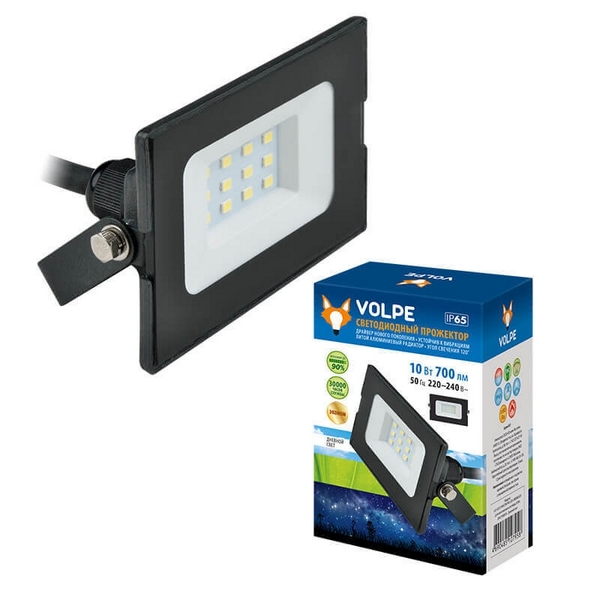 Прожектор уличный Volpe ULF ULF-Q513 10W/DW IP65 220-240В BLACK картон