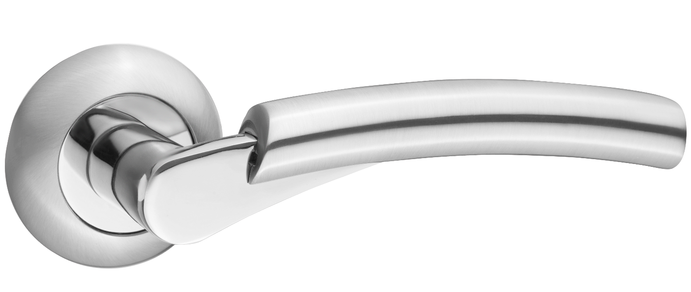 Ручки дверные RENZ INDH 45-08 SN/NP Бари никель матовый/никель блестящий