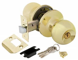 Ручка защелка (кноб) дверная круглая Punto 6072 PB-E кл./фик. золото