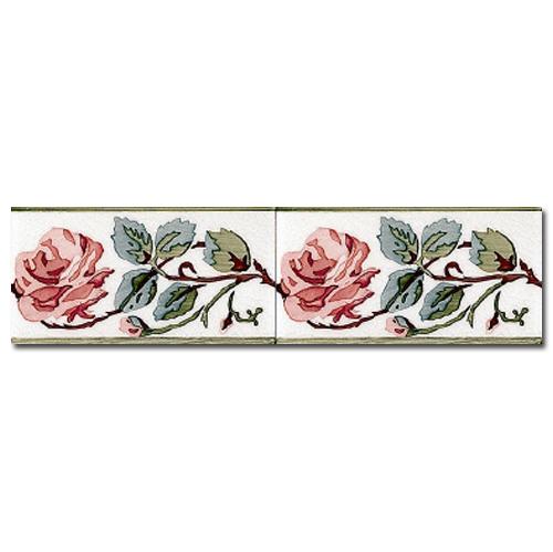 Плитка керамическая Adex Modernista Cenefa Rosas Pb Carmin C/C B бордюр 7,5х15