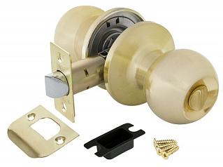 Ручка защелка (кноб) дверная круглая Punto 6072 SB-B фик. мат. золото