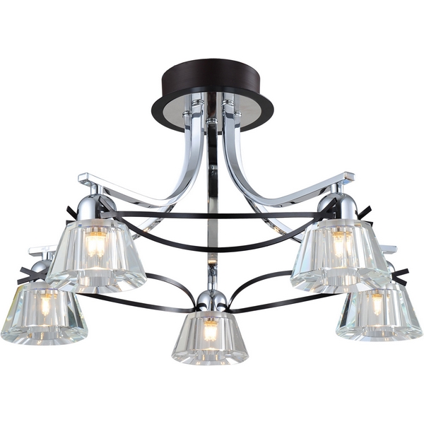 Люстра потолочная N-Light 89101-5 chrome + wengue