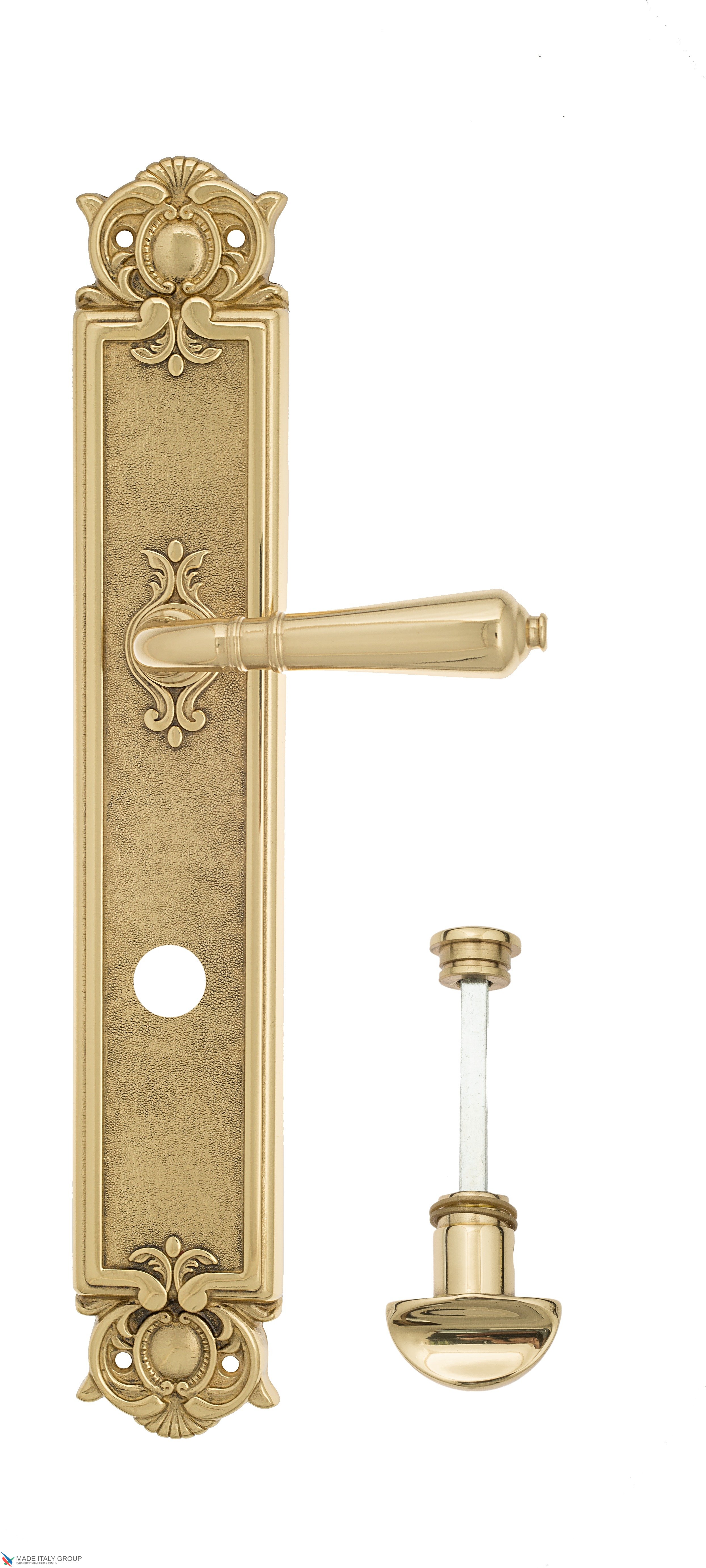 Дверная ручка Venezia "VIGNOLE" WC-2 на планке PL97 полированная латунь