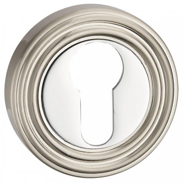 Накладка дверная с круглым основанием под цилиндр Punto ET ML SN/CP-3 матовый никель/хром