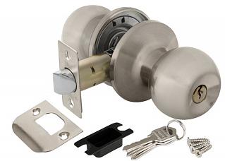 Ручка защелка (кноб) дверная круглая Punto 6072 SN-E кл./фик. мат. никель