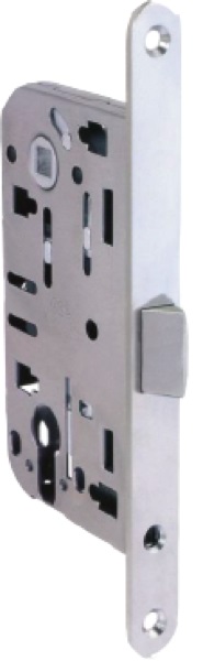 Замок дверной под цилиндр с пласт.яз. RENZ INLB 85 PL C хром бл