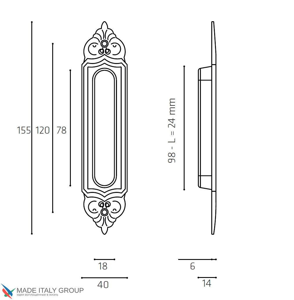 Ручка для раздвижной двери Venezia U122 DECOR темная бронза (1шт.)