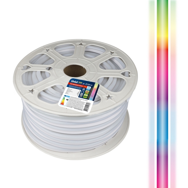 Светодиодная лента Uniel ULS-N22 ULS-N22-5050-80LED/m-8mm-IP67-220V-10W/m-50M-RGB бобина
