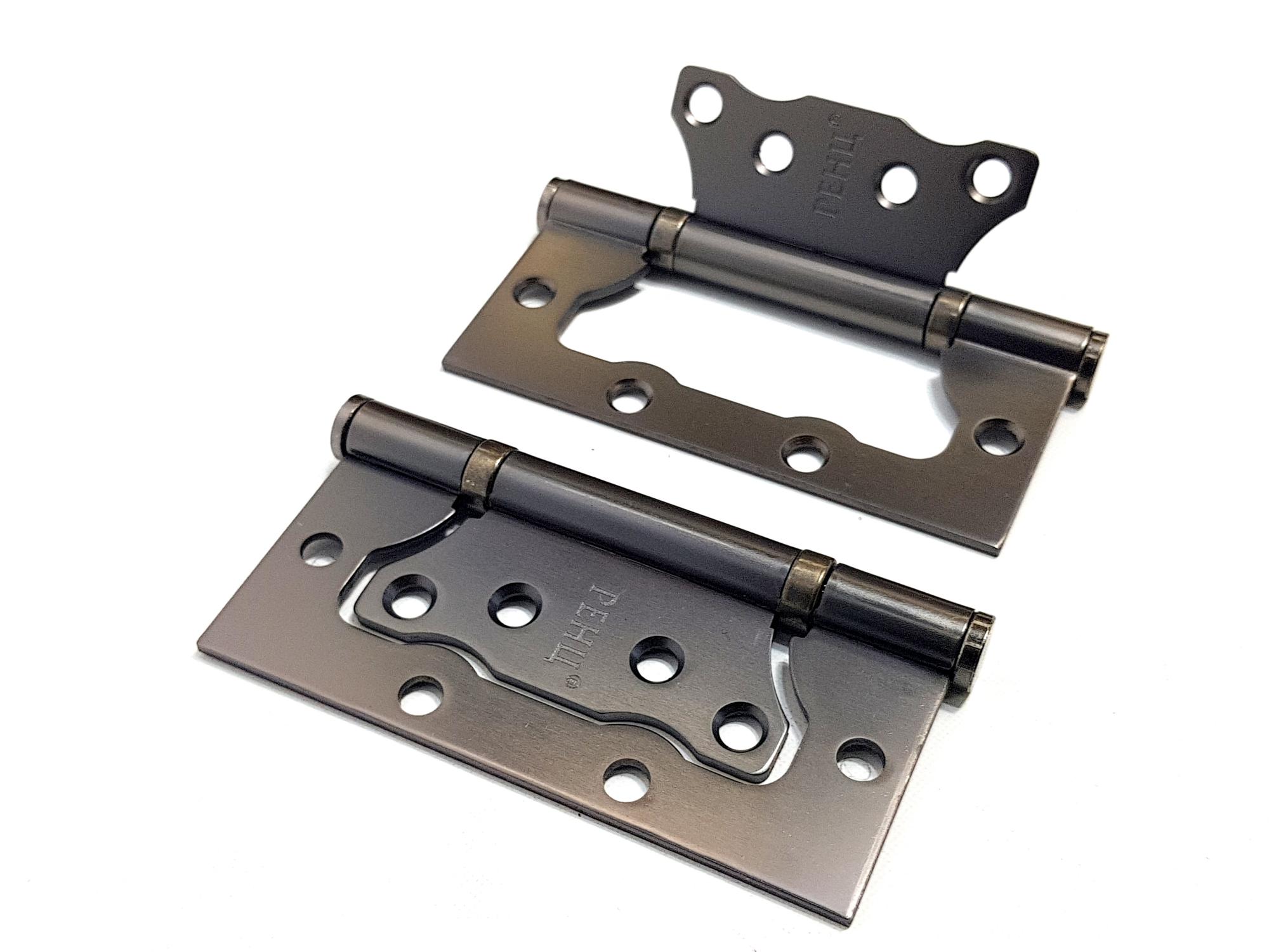 Петля стальная RENZ IN100-2BB FH MBN безВР 100*75*2,5, 2 подшипника, б/колп., матовый черный никель (без врезки)