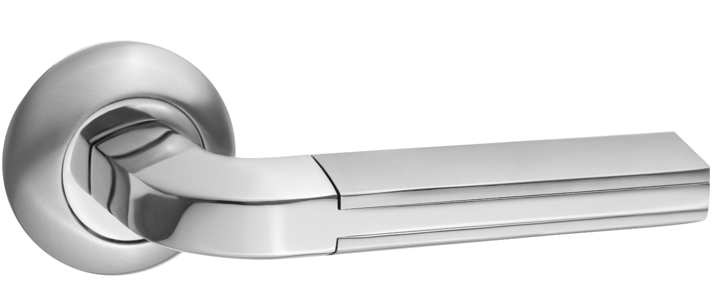 Ручки дверные RENZ INDH 84-08 SC/CP Адриано хром матовый/хром блестящий
