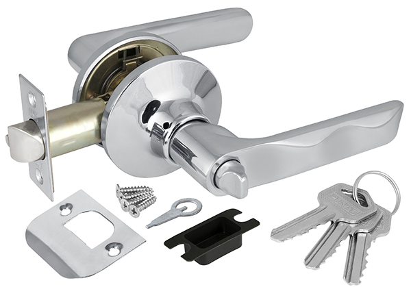 Ручка защелка (кноб) дверная нажимная с защелкой Punto 6024 CP-E (кл./фик.) хром