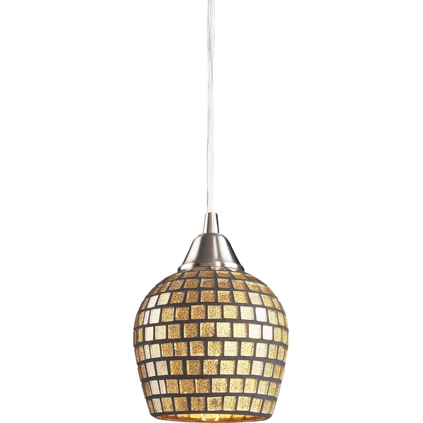 Светильник подвесной N-Light 528-1GLD satin nickel / gold leaf mosaic