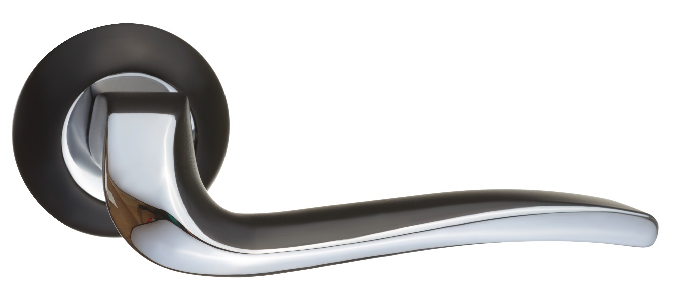 Ручка дверная Black&White RENZ INDH 424-08 B/CP "Моретти", черн/хр.бл.