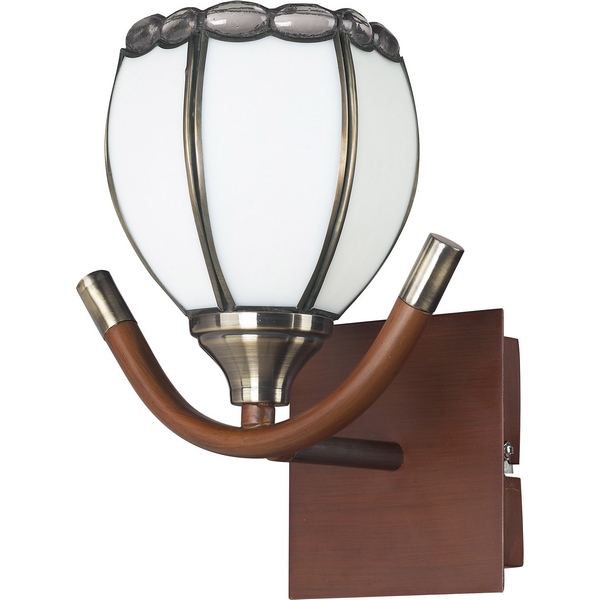 Бра N-Light 607-01-51 antique brass + walnut + tiffany