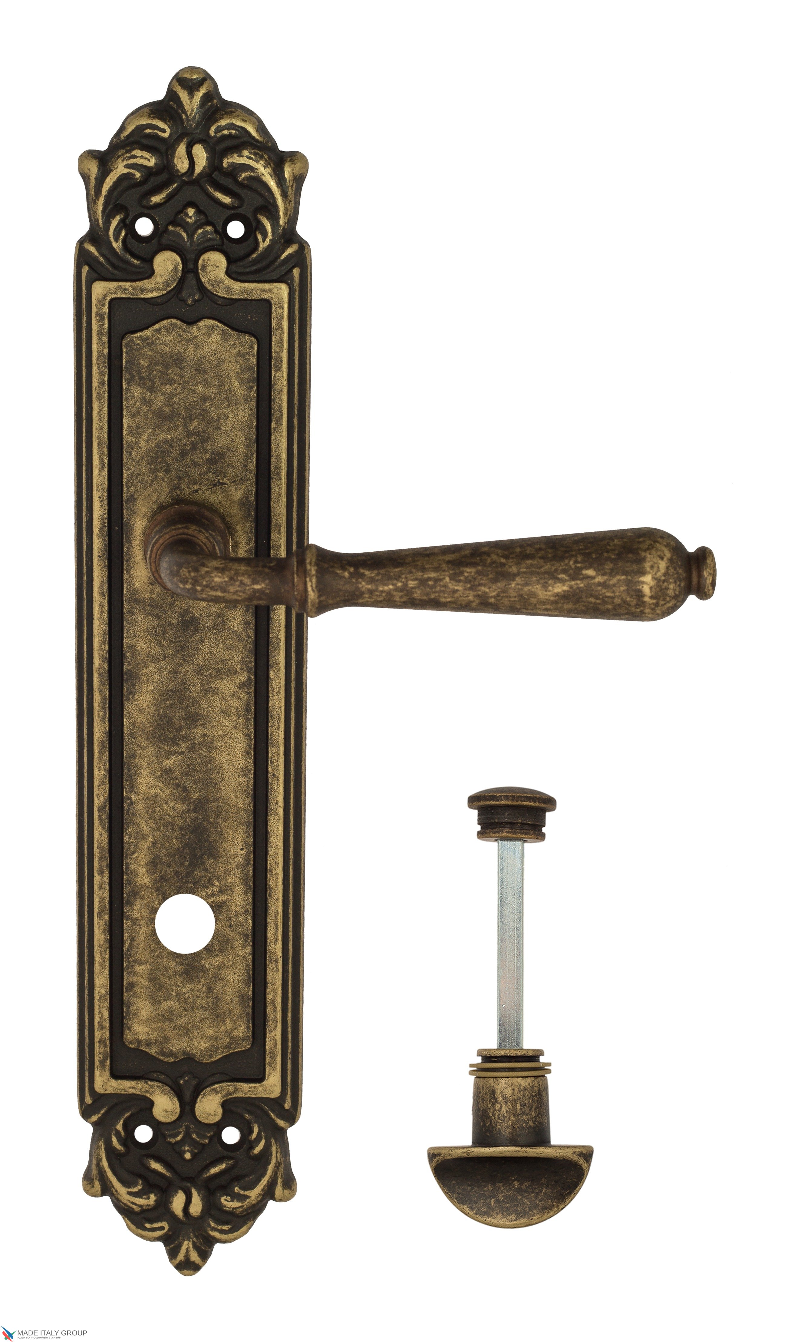 Дверная ручка Venezia "CLASSIC" WC-2 на планке PL96 античная бронза