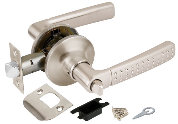 Ручка защелка (кноб) дверная нажимная с защелкой Punto 6026 SN-B (фик.) мат. никель