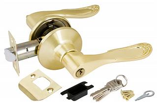 Ручка защелка (кноб) дверная нажимная Punto 6030 SB-E кл./фик. мат. золото