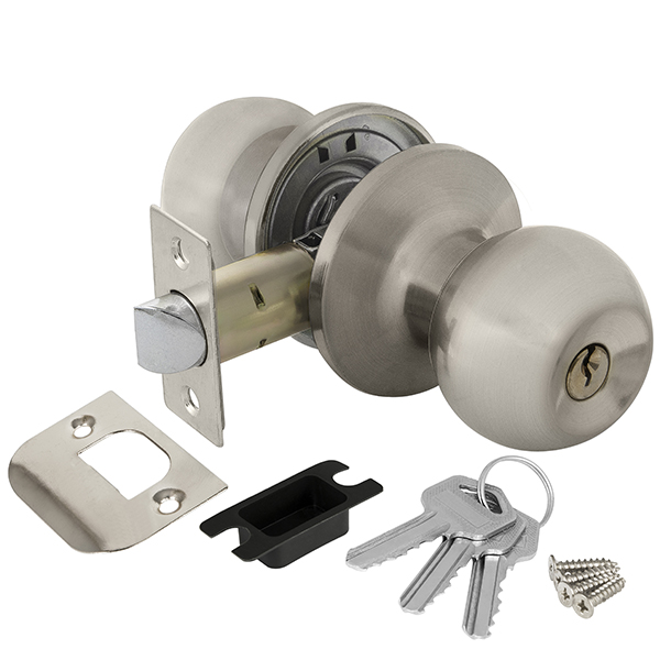 Ручка защелка (кноб) дверная круглая Ajax 6082 SN-E кл./фик. мат. никель