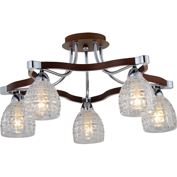 Люстра потолочная N-Light 415-05-13 chrome + walnut