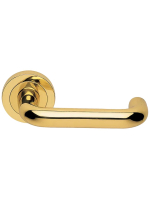 Ручка дверная Morelli Luxury IRIS R2 OTL раздельная на круглой розетке, цвет золото, латунь
