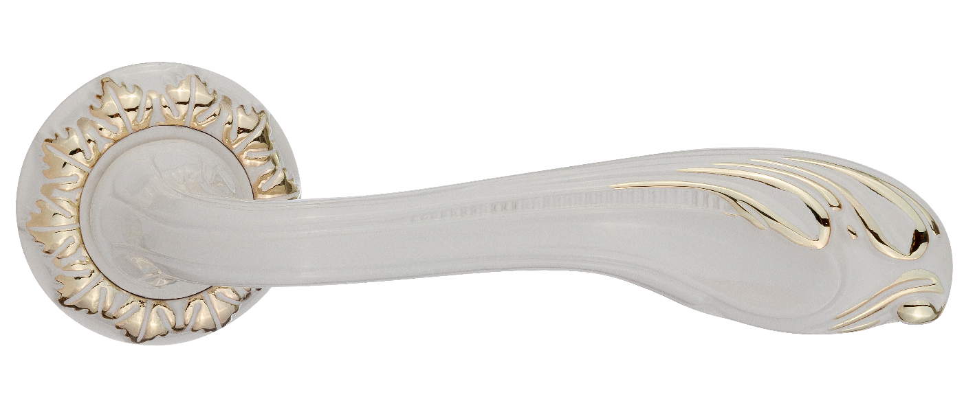 Ручки дверные RENZ INDH 64-10 W/GP Фабриано белый/латунь блестящая