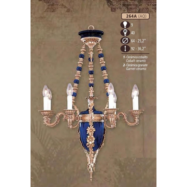 Люстра подвесная Riperlamp 264A/9 AQ COBALT/GARNET CERAMIC