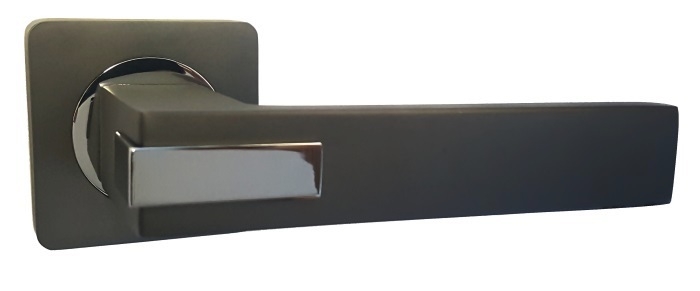 Ручка дверная RENZ INDH 301-02 MBN/CP "Катания", мат.чёрн.ник./хр.бл.КВ