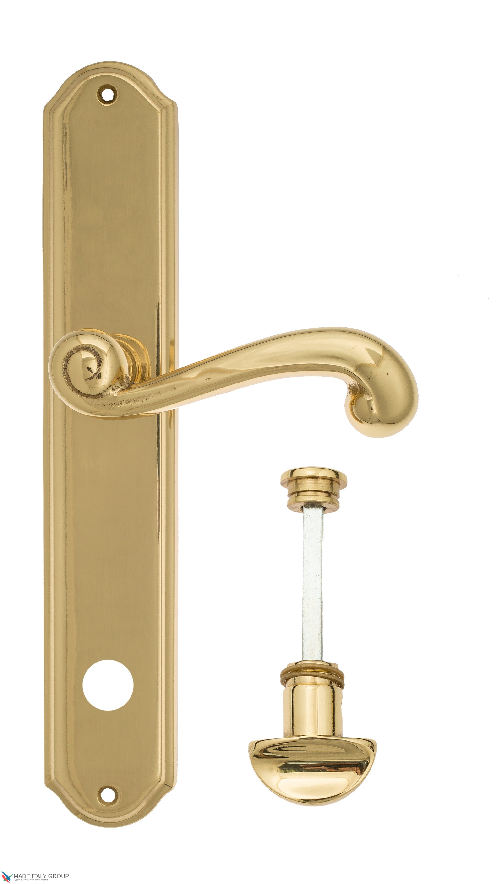 Дверная ручка Venezia "CARNEVALE" WC-2 на планке PL02 полированная латунь