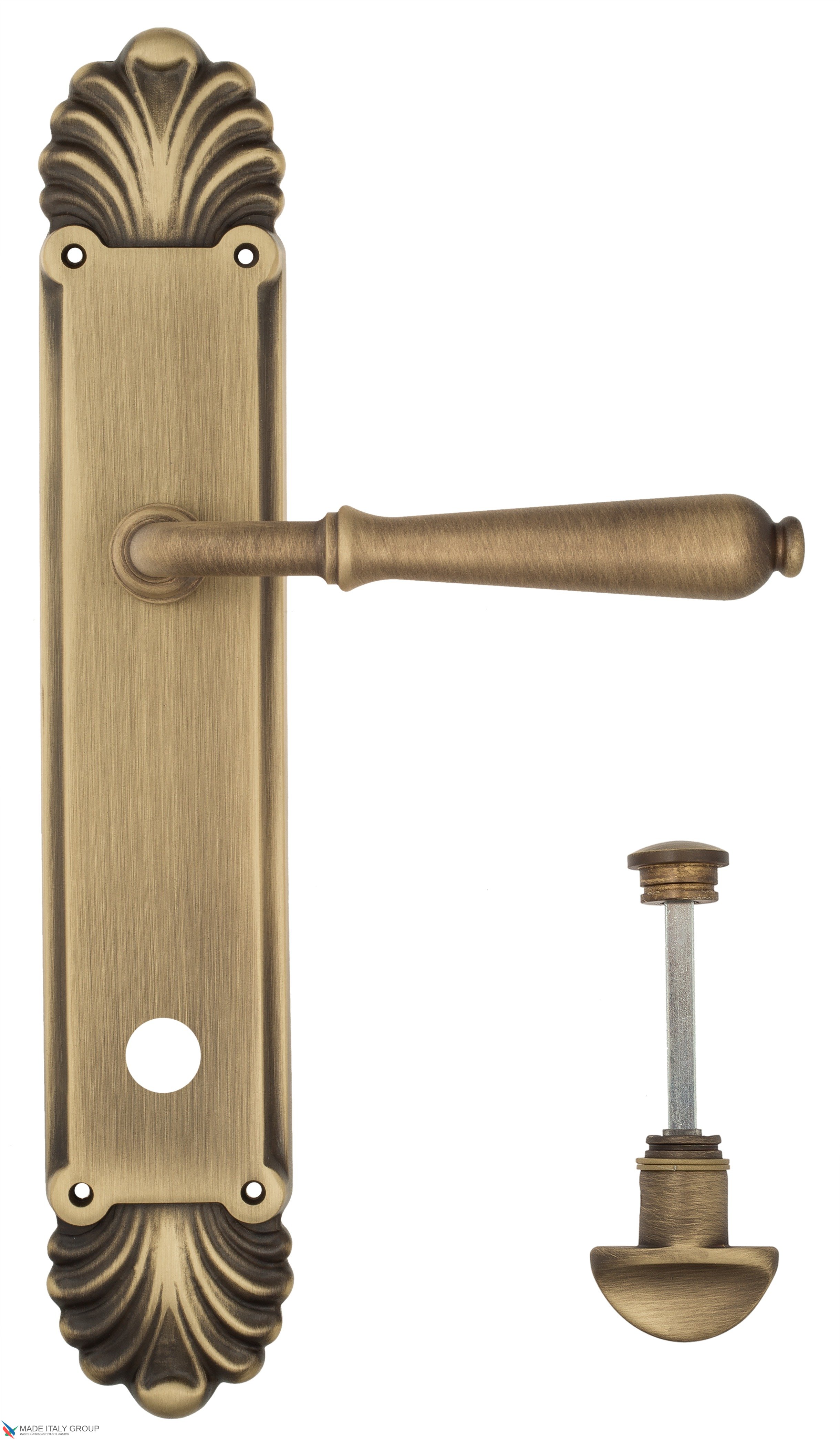 Дверная ручка Venezia "CLASSIC" WC-2 на планке PL87 матовая бронза