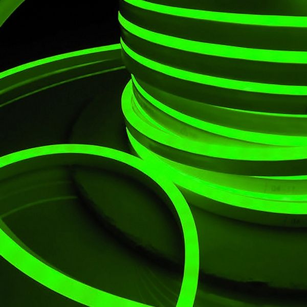 Светодиодная лента Гибкий неон Elektrostandard LS001 220V 9.6W 120Led 2835 IP67 одно-ий зеленый 100м
