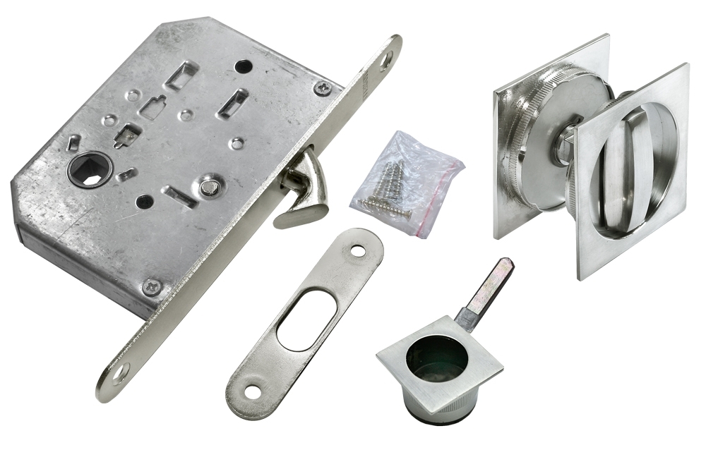 Ручки купе для раздвижных дверей с сантех защелкой Morelli MHS-2 WC SC мат хром