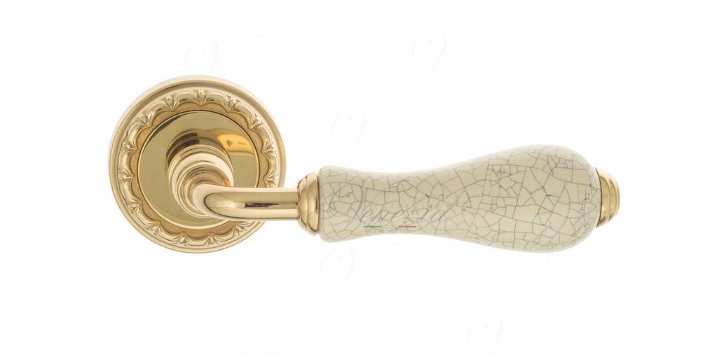 Ручка дверная межкомнатная Venezia Colosseo D2 Белая керамика+полированная латунь