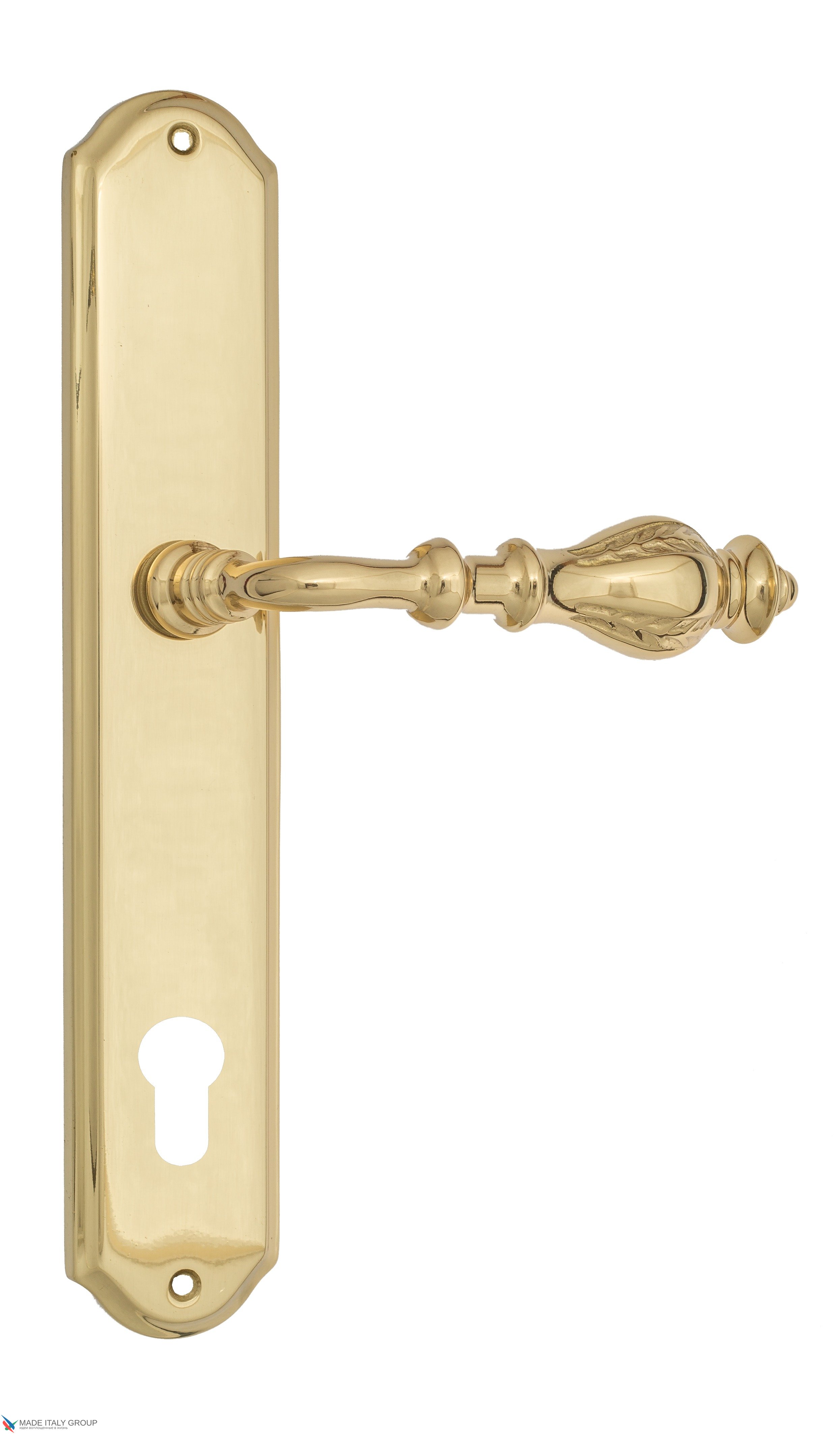 Дверная ручка Venezia "GIFESTION" CYL на планке PL02 полированная латунь