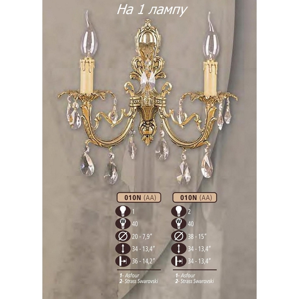 Бра Riperlamp 010N/2 AA ASFOUR