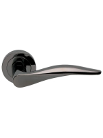 Ручка дверная Morelli Luxury DALI R2 NIN раздельная на круглой розетке, цвет черный никель, латунь