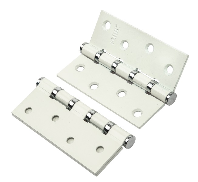 Петля дверная стальная RENZ IN100-4BB FH SW/CP 100*75*2,5, 4подш, б/колп, суп.бел/хр.бл