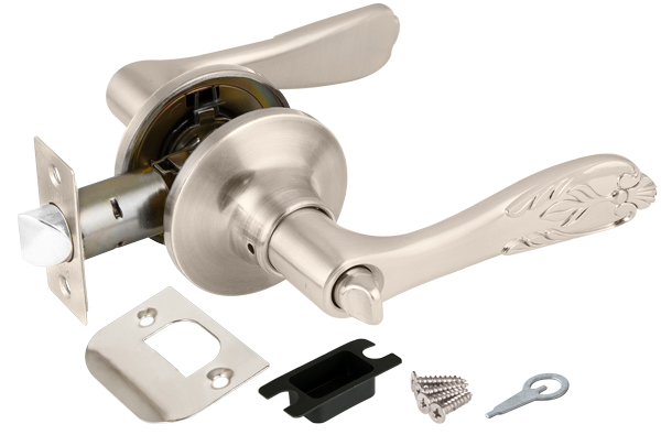 Ручка защелка (кноб) дверная нажимная с защелкой Punto 6033 SN-B (фик.) мат. никель