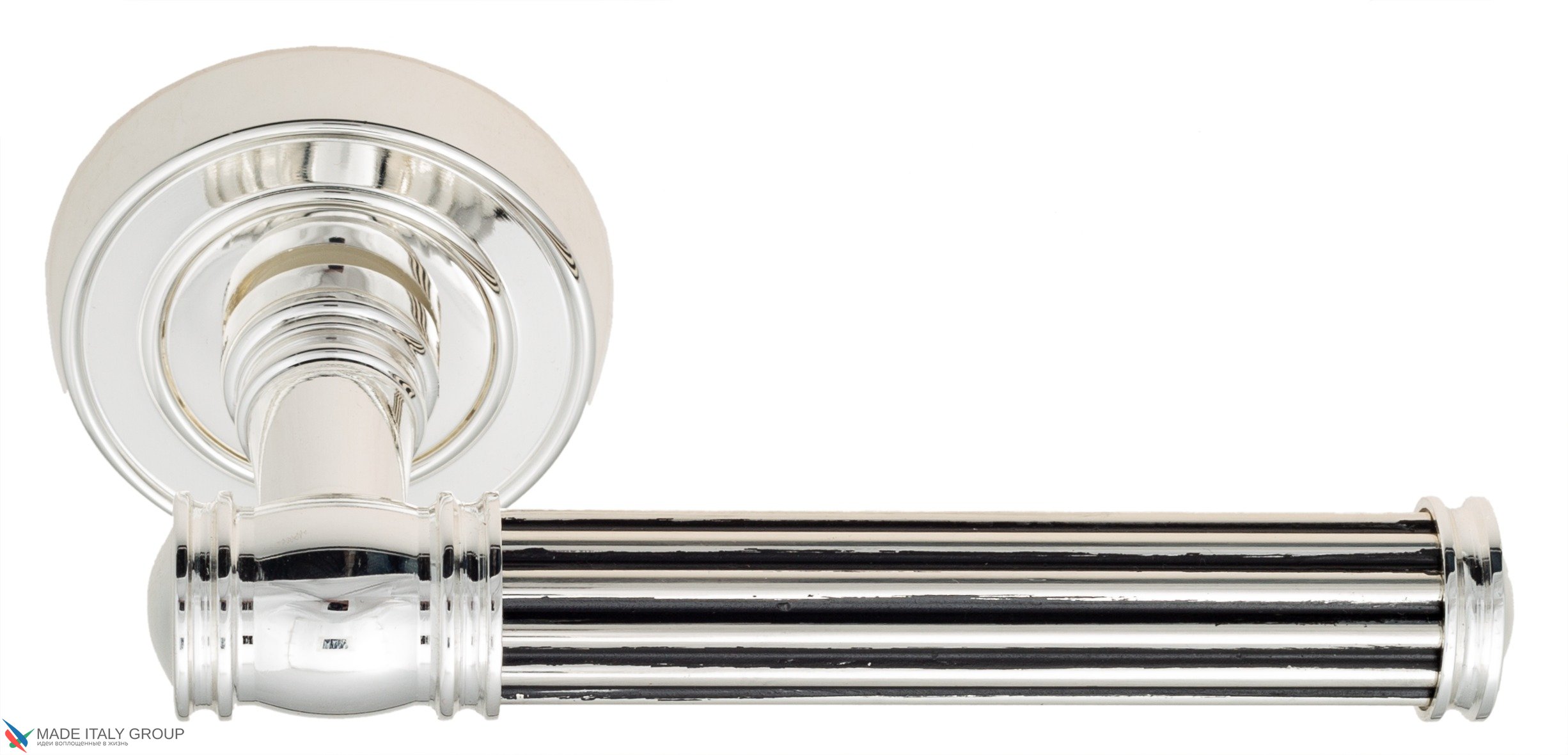 Дверная ручка Venezia "IMPERO" D6 натуральное серебро + черный