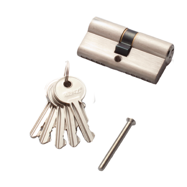 Цилиндр RENZ INCS 60 SN 60 мм К-К, стандартный ключ, никель матовый