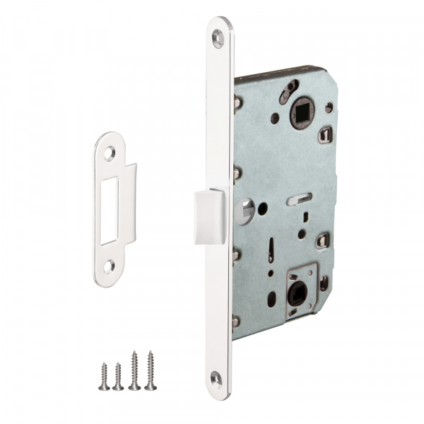 Замок межкомнатный дверной под фиксатор пластиковый Punto PL96WC-50 WH (белый)
